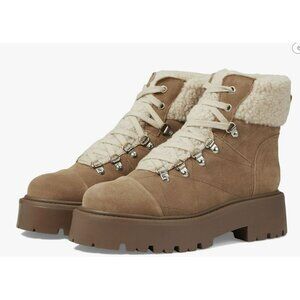 Steve Madden Boots Reyen Tan Suede Lace Up Winter Shoes Sz 9.5 NEW